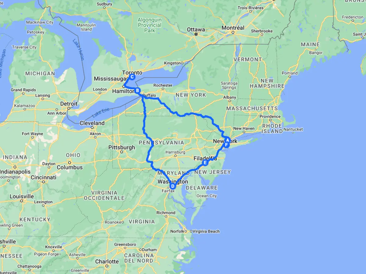 tour di gruppo-pacchetto triangolo dell'est-viaggiare in usa