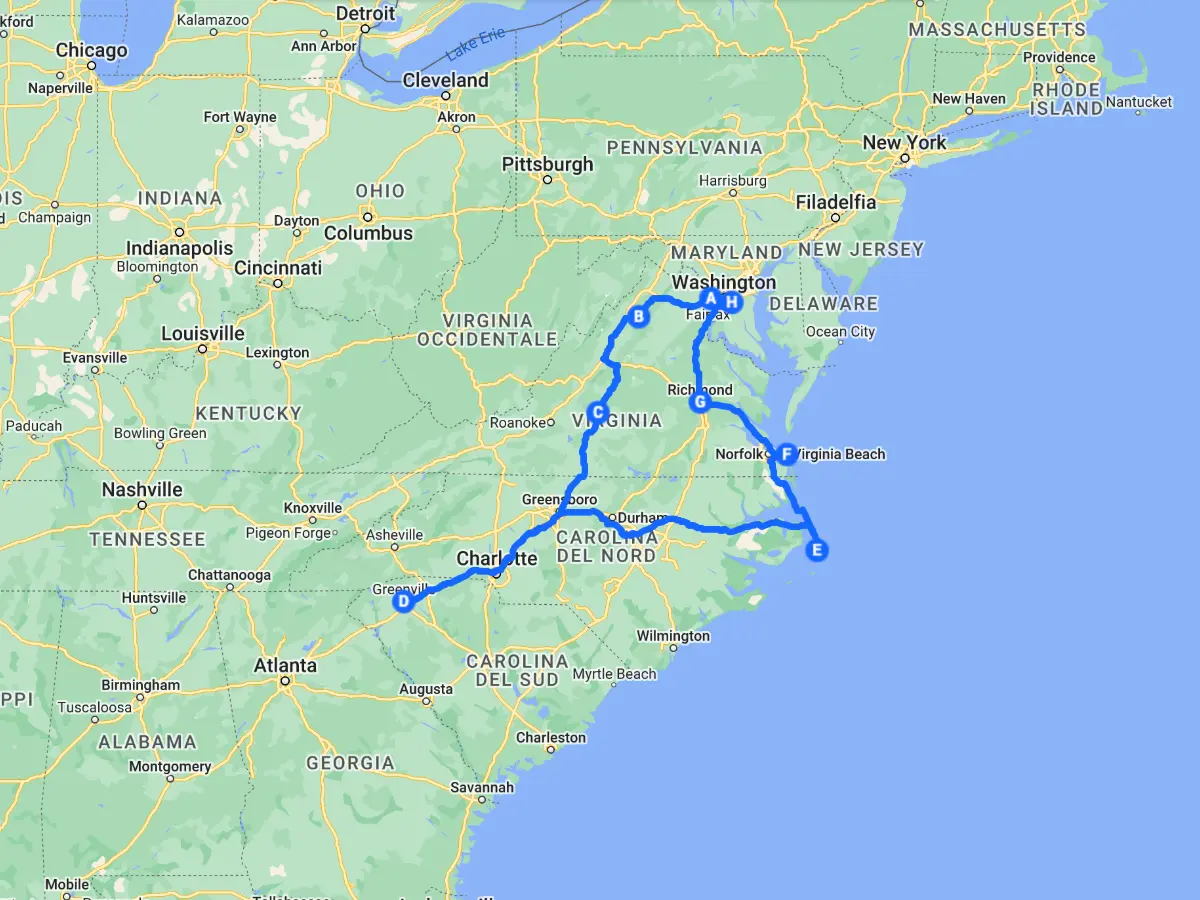 un viaggio washington dc a richmond